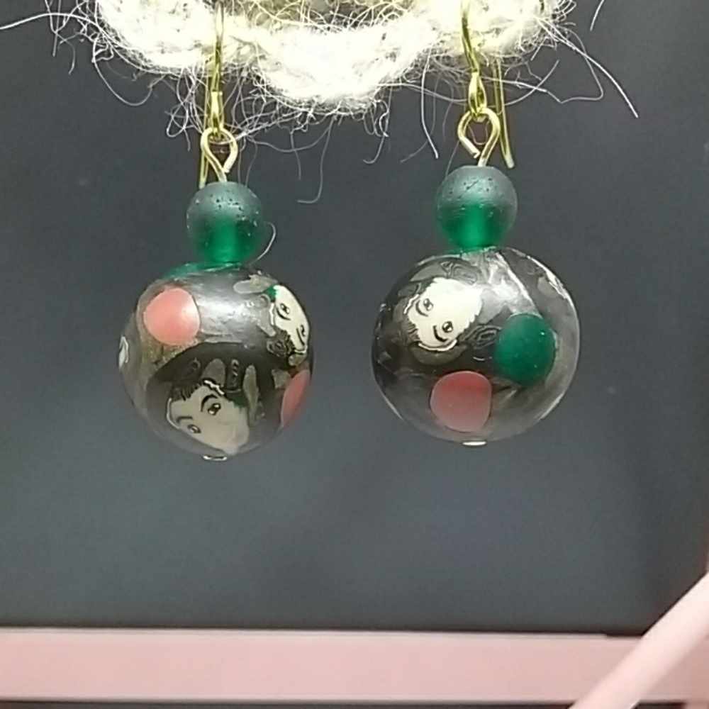 Kabuki face earrings